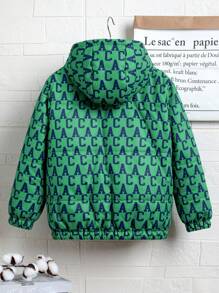 SHEIN Tween Boy Letter Patched Hooded Puff Coat