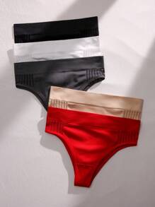 5 piezas Bragas unicolor de talle alto - Multicolor - Ver 7