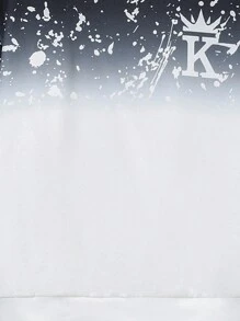 SHEIN Leap Crew Tween Boy Letter Graphic Ombre Sweatshirt & Sweatpants - Black and White - View 5