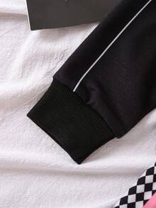 SHEIN 年輕女孩們字母圖案拉鏈開襟夾克&半身裙 - 彩色 - 查看 5