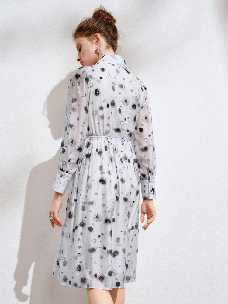 Allover Print Button Front Shirt Dress