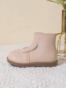 女孩可愛卡通設計時尚靴子帶兔子耳朵,拉鍊閉合和襯墊在英倫風情適合冬天,和嬰幼兒雪地靴