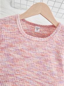 Camiseta Casual De Manga Longa De Malha Esportiva Com Gola Redonda Para Meninas Tweens