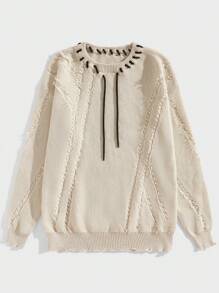 Manfinity RebelGame Men Drop Shoulder Drawstring Sweater - Apricot - View 1