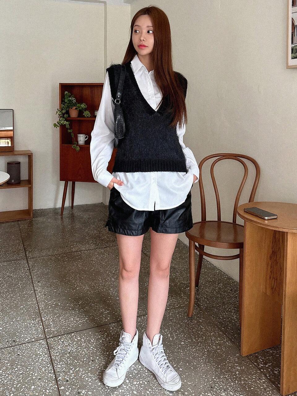 Solid Sweater Vest Without Blouse,Fall Clothes