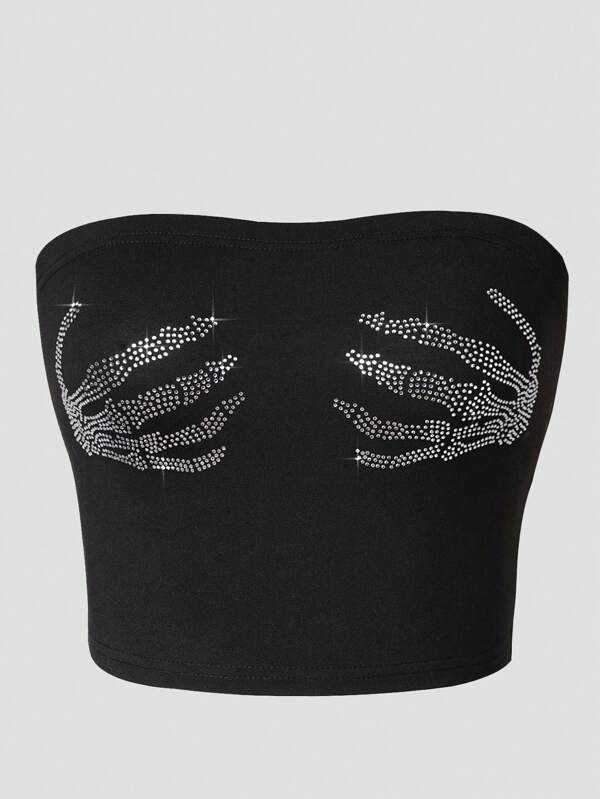 INAWLY Plus Strass Model de mână Top Tub