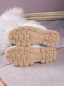 Giày bốt đi tuyết dày ấm áp tối giản cho nữ, giày bốt đi tuyết chống trượt ngoài trời, giày đi bộ đường dài - trắng - Xem 5