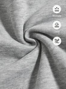 SHEIN Leap Crew 青少年男童宽松字母印花保暖内衬卫衣，适合秋冬季穿着 - 灰色 - 查看 4