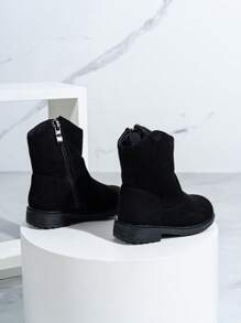 秋冬新款耐磨保暖舒適平底西部牛仔風百搭嬰兒靴 - 黑色 - 查看 5