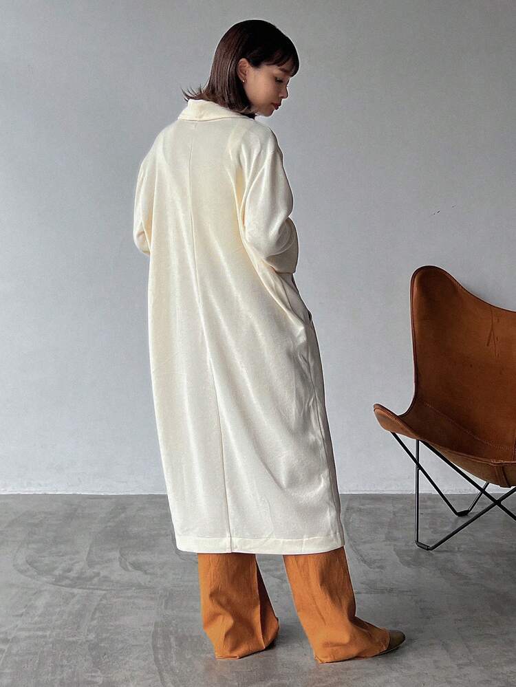 Solid Drop Shoulder Open Front Coat Women Jacket,Fall Women Clothes