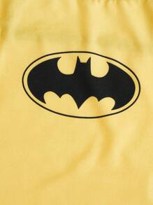 Batman X ROMWE Cartoon Graphic Contrast Binding PJ Set - Multicolor - View 5