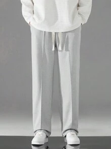 男士休闲抽绳直筒裤，秋季款 - 淺灰色 - 查看 6