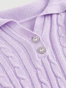 SHEIN MOD Pullover Mit Langen Ärmeln Und Überkopfschnitt - Violett - Übersicht 4