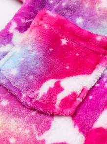Albornoz con capucha de franela para niña joven, con mangas largas y estampado de dibujos animados, adecuado para usar después del baño, ropa de casa y para dormir, en otoño/invierno - Rojo - Ver 7