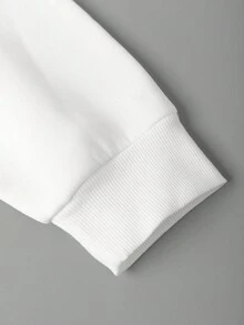 Manfinity Hypemode 男士卡通圖案落肩袖抽繩連帽衫 - 白色 - 查看 4