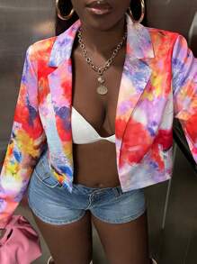 Slaydiva 紮染西裝領短版西裝 - 彩色 - 查看 1