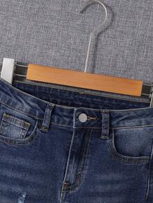 SHEIN Tween Boy Ripped Frayed Cat Scratch Jeans - Dark Wash - View 6