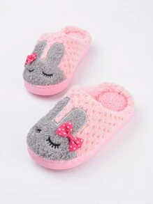 Girls' Pink Cartoon Rabbit Style Fashionable Cute Elegant Simple Comfortable Warm Casual Slippers (random Pattern) - Pink - View 4
