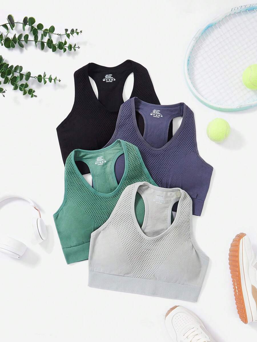 Easithlete 4 chiếc áo ngực thể thao liền mạch Racerback, trang phục quần vợt nữ - Nhiều màu - Xem 1