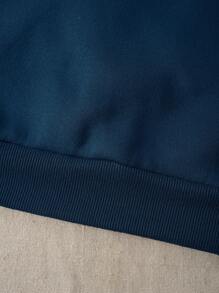 INAWLY Felpa termica con grafica e slogan positivi "MENTE VIBRANTE VITA", con maniche lunghe - Blu Navy - Visualizzare 5