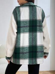 Muchica 格紋印花落肩翻蓋口袋泰迪熊大衣 - 彩色 - 查看 2