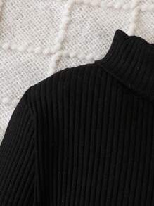 Baby Boy 2pcs Bear Patched Ribbed Knit Mock Neck Tee - Multicolor - View 6