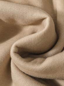 SHEIN 男嬰字母貼布加絨內裏拉鏈開襟連帽保暖夾克和運動褲 - 米色 - 查看 7