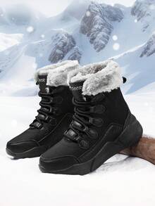 Women's Mid-Calf Snow Boots, Winter Warmth Thickened & Shoes For Outdoor Activities - Black - View 3