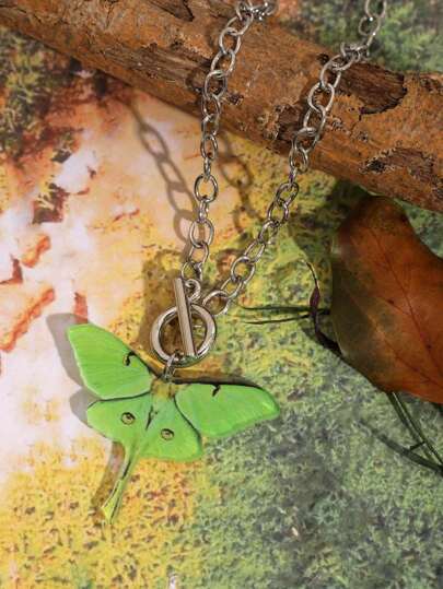 Fairycore 1pc Boho Acrylic Butterfly Charm Necklace For Women For Daily Decoration