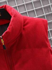 Manfinity Homme Loose Fit Men's Zipper Closure Puffer Vest Coat - Red - View 3