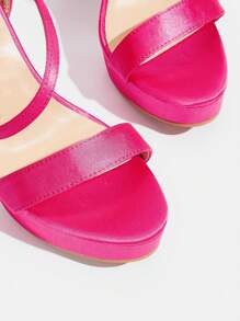 SheIn SXY Ladies' Fashionable Open Toe High Heel Sandals For Summer Wear - Pink - View 6