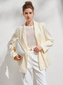Anewsta 青果領開門襟西裝外套 - 米色 - 查看 2