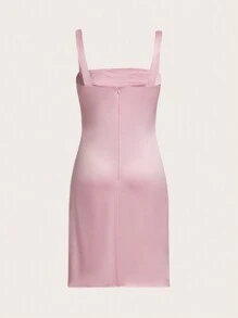 SHEIN MOD Chất rắn Váy Dây - Màu Hồng baby - Xem 2