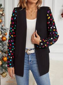 SHEIN LUNE In Trái tim Mở Mặt trước Áo vest - Nhiều màu - Xem 1