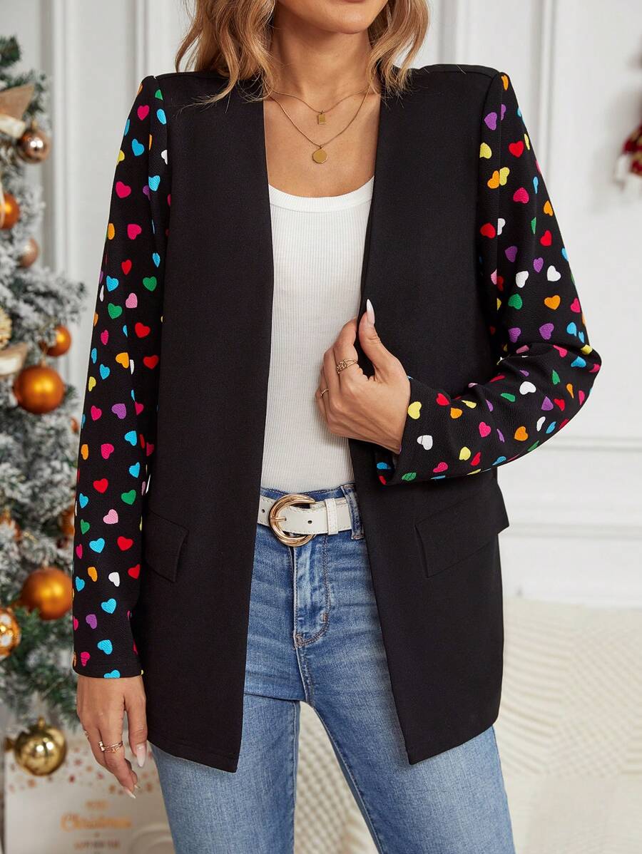 SHEIN LUNE In Trái tim Mở Mặt trước Áo vest - Nhiều màu - Xem 1