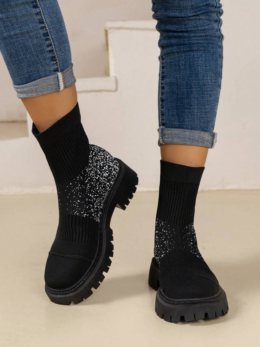 Women's Fashionable Boots - Black - View 1
