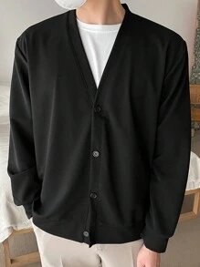 DAZY 男士纯色纽扣前开襟夹克秋冬