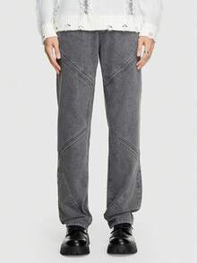 ROMWE MEN Grunge Punk Các bạn Túi nghiêng Quần legging thẳng - Xám - Xem 3