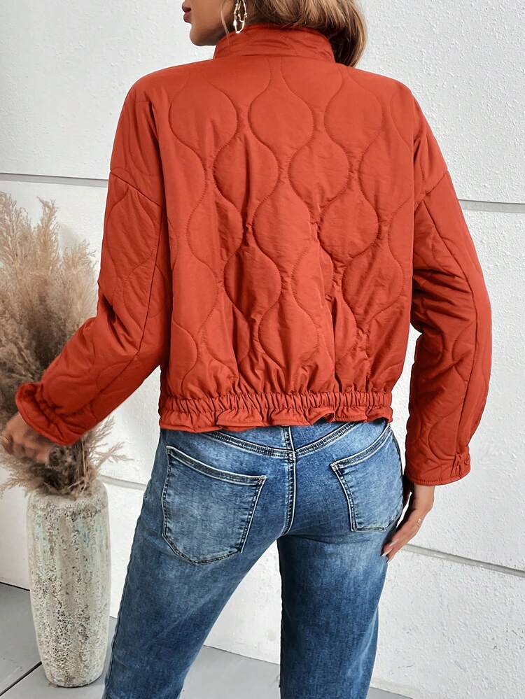 Solid Color Elastic Waist Padded Padded Coat Clothes Winter