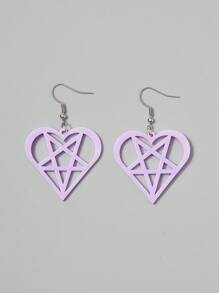 ROMWE Goth 1雙時尚塑膠心&星星耳墜適合女士日常裝飾 - 紫色 - 查看 1