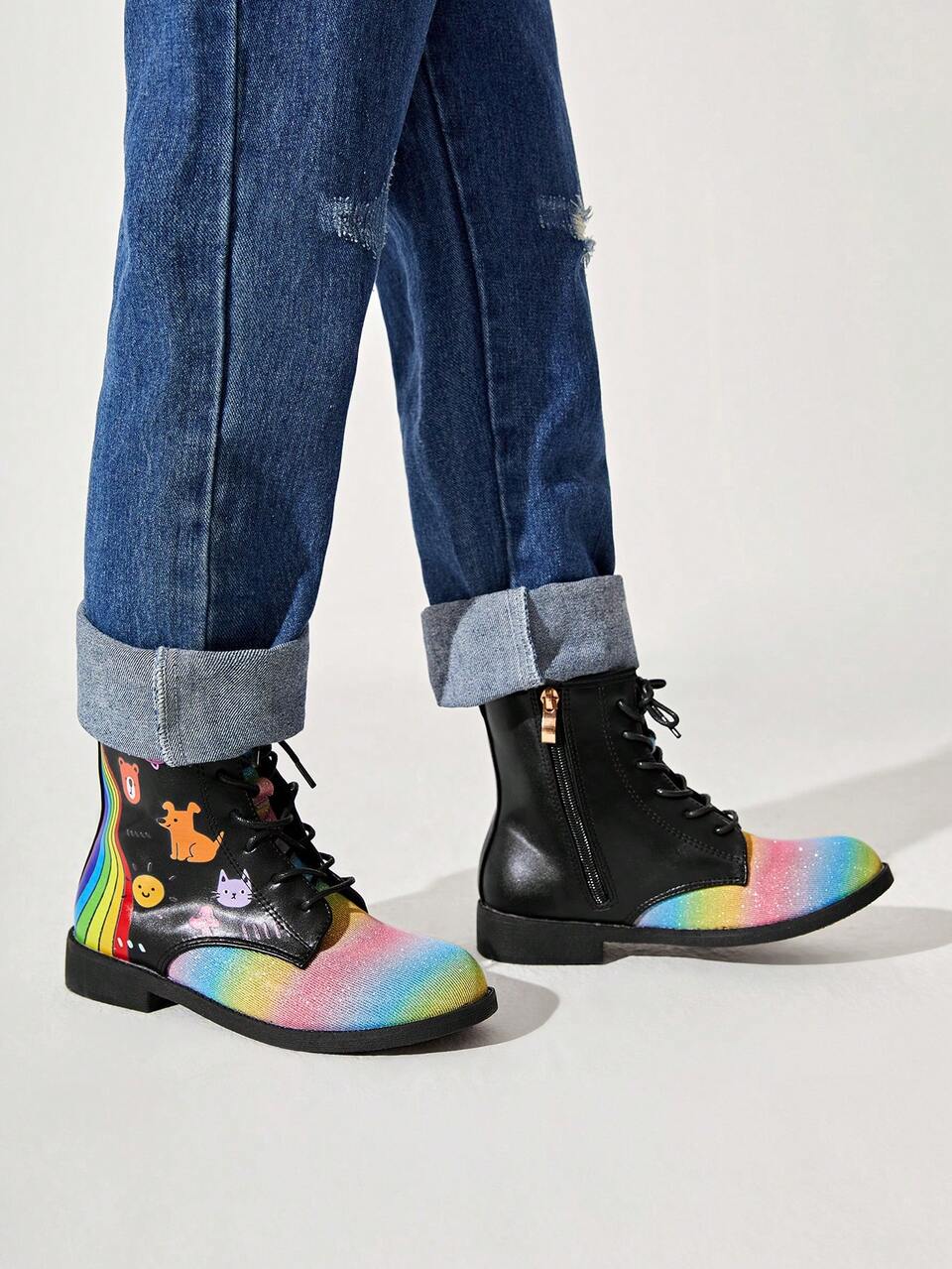 Lovely Fashionable Girls' Ankle Boots With Round Toe And Flat Heel For Students