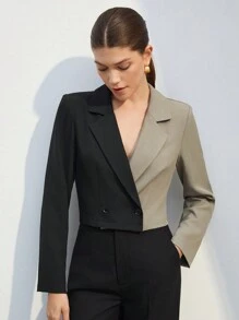BizChic Hai âm Nút đôi Áo vest - Xám - Xem 4