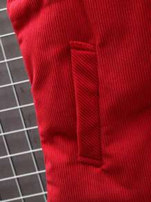 Manfinity Homme Loose Fit Men's Zipper Closure Puffer Vest Coat - Red - View 5