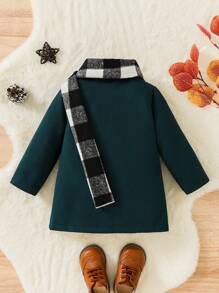 SHEIN 男嬰雙口袋單釦外套和圍巾無毛衣