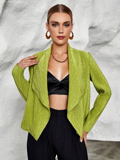 SHEIN Privé Áo khoác cổ mở phía trước hình thác nước