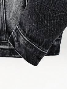 男大童漂白水洗牛仔夾克不帶T恤 - 黑色 - 查看 7