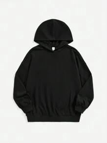 SHEIN Teen Girl Slogan & Cartoon Graphic Sweatshirt - Black - View 2