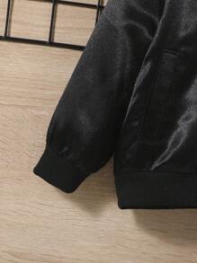 SHEIN Bébé Garçon Veste À Doublure En Tissu Duveteux À Capuche (Sans T-Shirt) - Multicolore - Voir 4