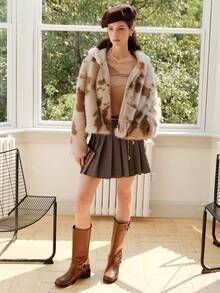 素色條紋針織套頭毛衣 - 卡其色 - 查看 5