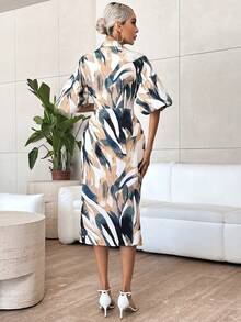 SHEIN Privé Áo sơ mi tay áo in hình Allover - Nhiều màu - Xem 2